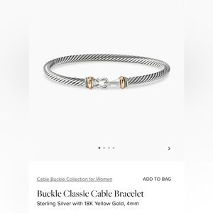 David Yurman 4mm Cable Buckle Bracelet 18k Gold